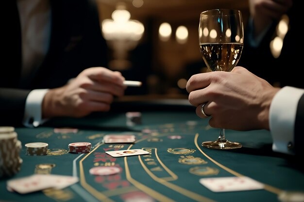 Baccarat table layout with player and banker betting positions